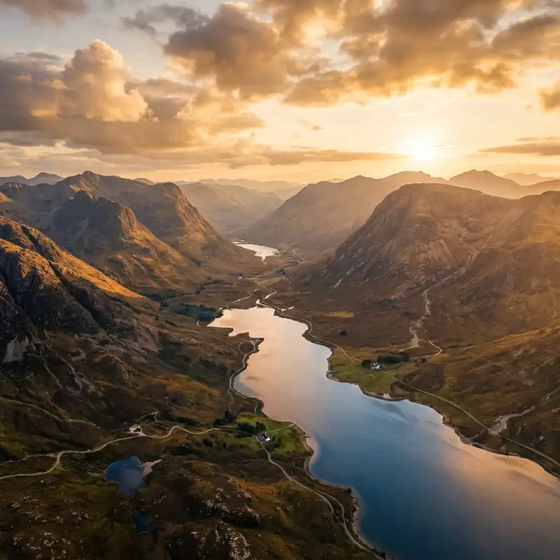 Vast Scottish Highland landscape panorama