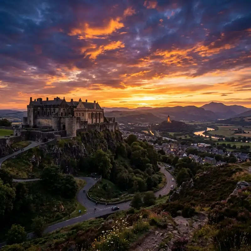 Stirling Castle at golden sunset